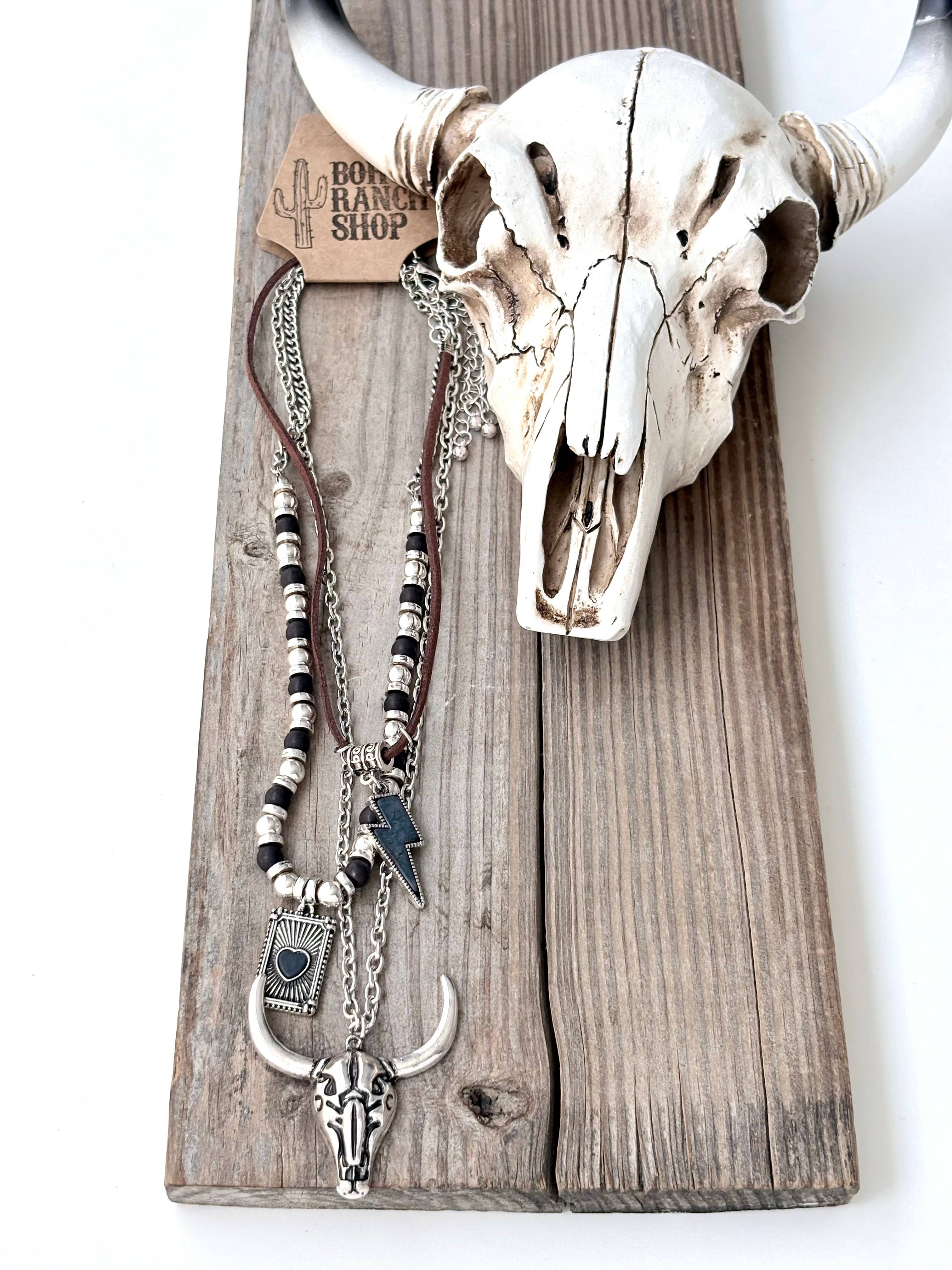 3pc Western Style Turquoise Stone Pendant Necklace Set