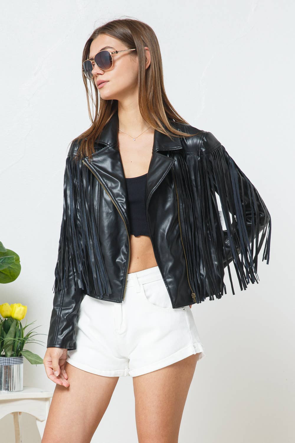 Black Fringe Moto Jacket