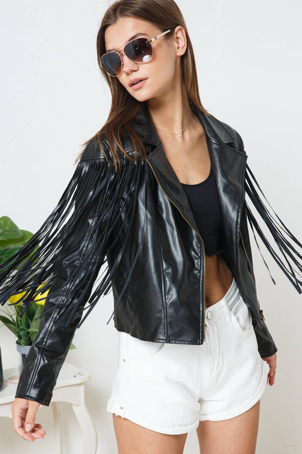 Black Fringe Moto Jacket